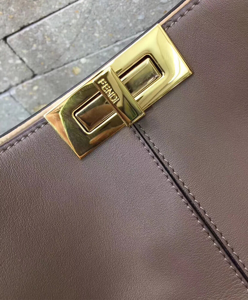 Fendi Peekaboo X lite Regular Leather Bag 8BN310 Coffee